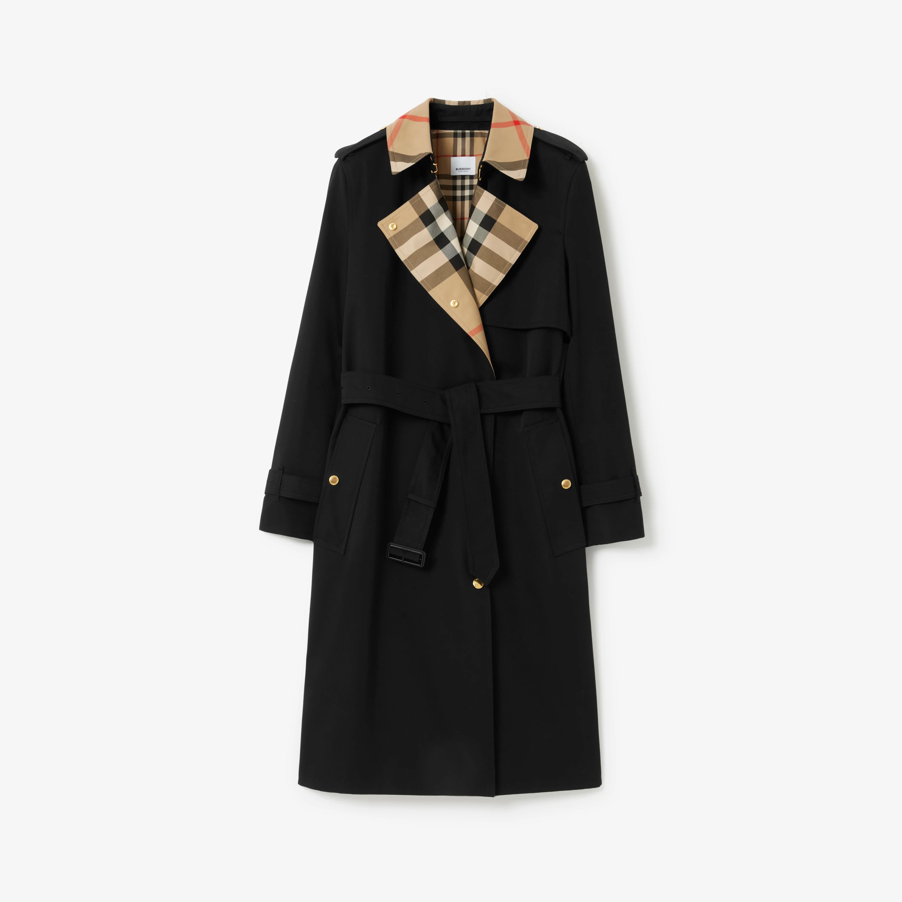 Long Check Collar Gabardine Trench Coat | Burberry (US)