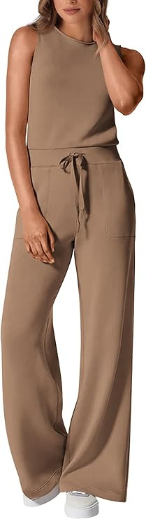 PRETTYGARDEN Womens Jumpsuits Summer Casual One Piece Outfits Sleeveless Wide Leg Long Pants Romp... | Amazon (US)