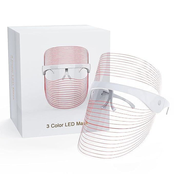 Led Face Mask Light Therapy, 3 Colors Light Therapy Facial Photon Beauty Device for Facial Rejuve... | Amazon (US)