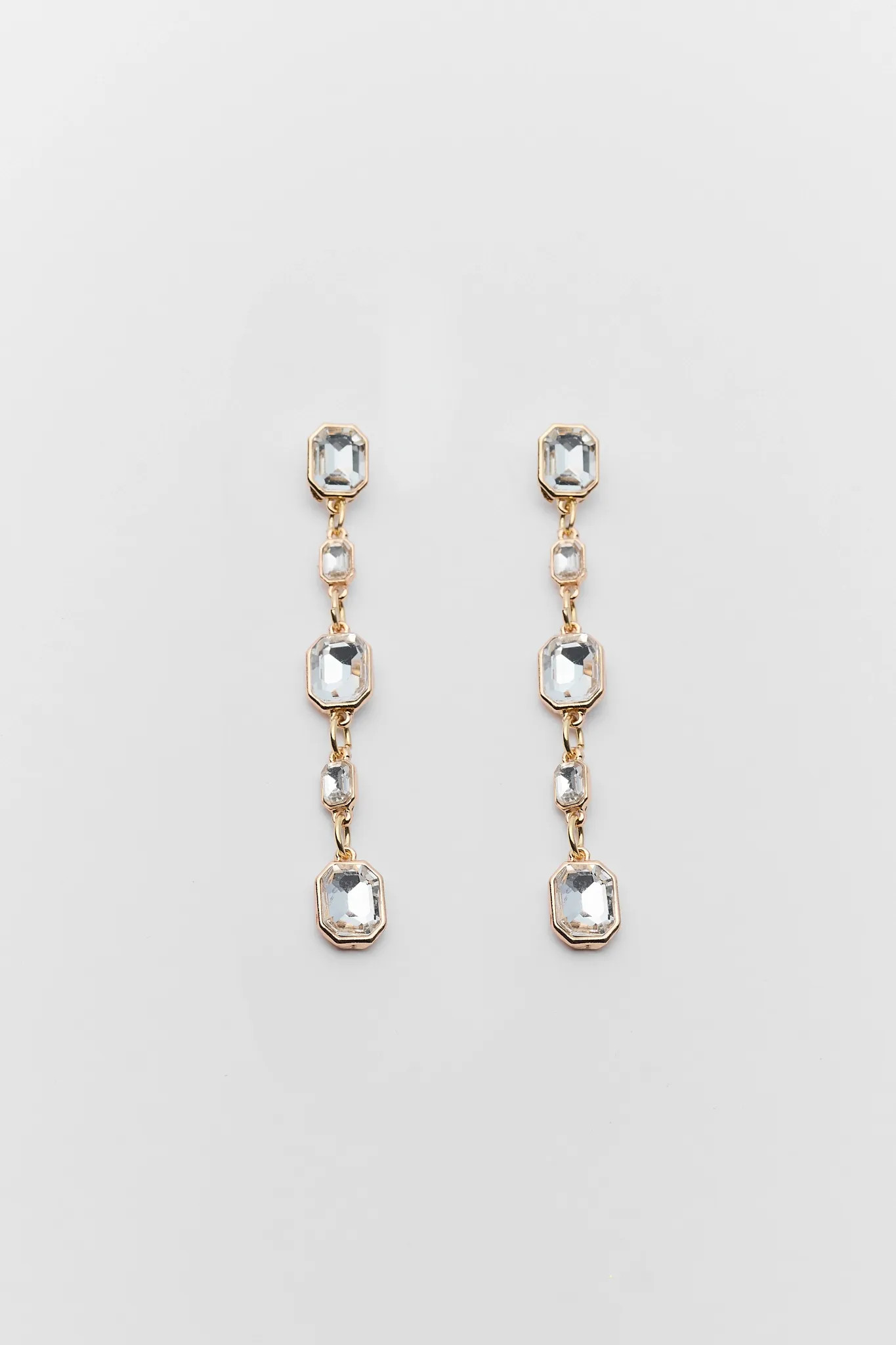 Diana Gold Rhinestone Drop Earrings | Avara