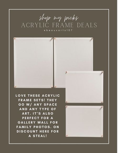 Beautiful acrylic frame sets for art or create gallery wall with family photos!

#LTKhome #LTKstyletip #LTKsalealert