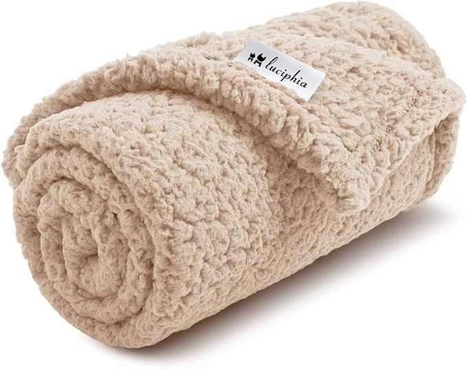 Premium Fleece Dog Blanket Soft Pet Sherpa Calming Blankets Throw for Dog Puppy Cat, Beige Small (20 | Amazon (US)
