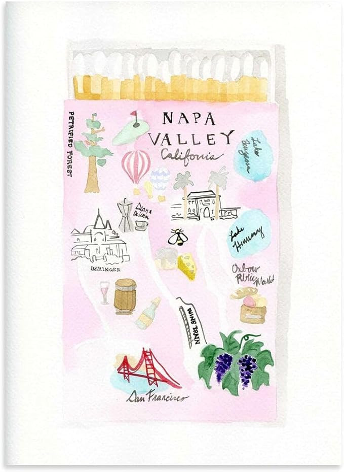 FURBISH Travel Wall Art Print - Napa Matchbook - Aesthetic Wall Decor, Modern Wall Art, Preppy Ro... | Amazon (US)