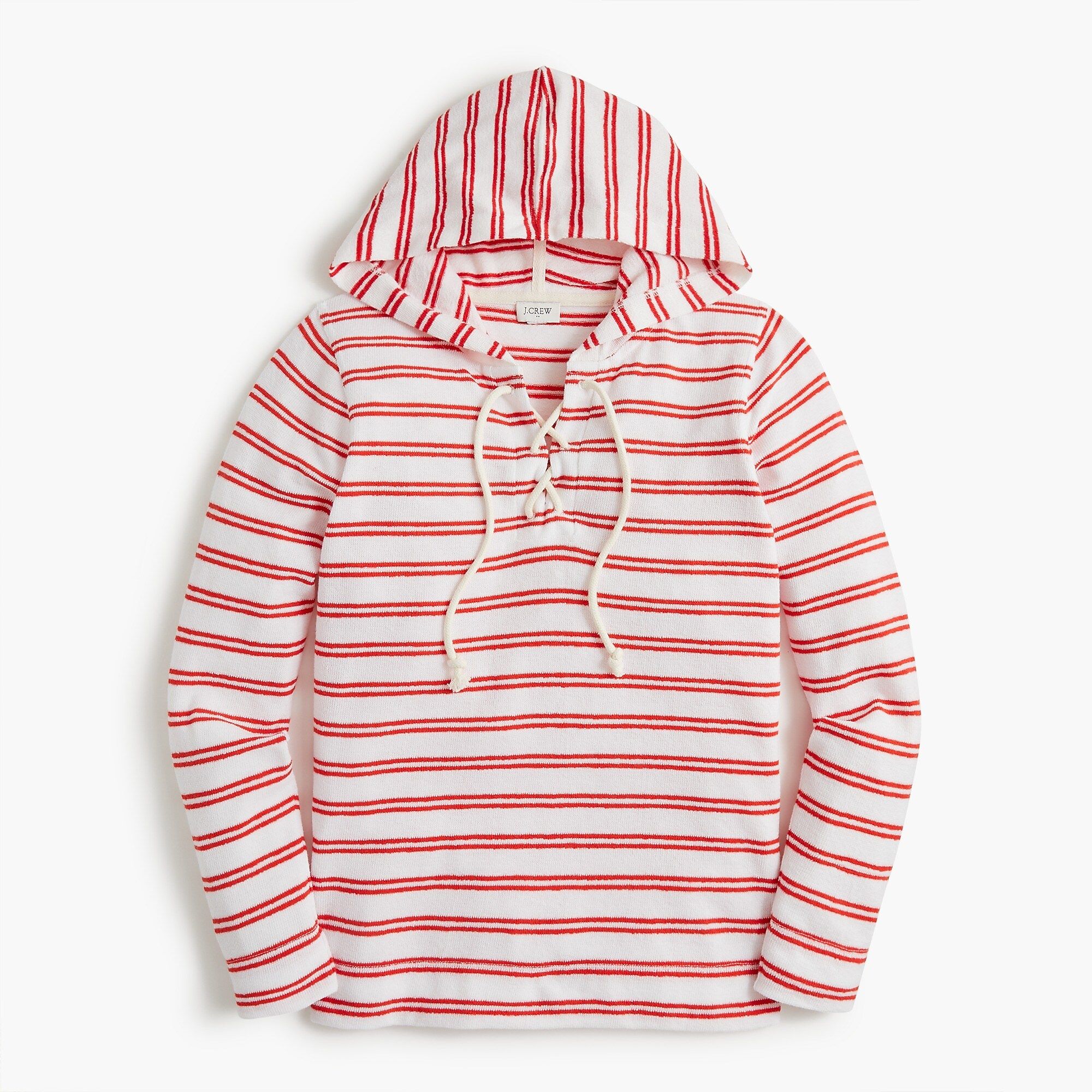 Towel terry lace-up hoodie | J.Crew Factory