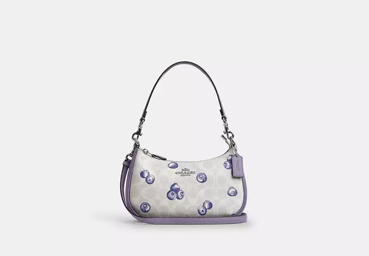 Teri Shoulder Bag In Signature Canvas With Blueberry Print | Coach Outlet US