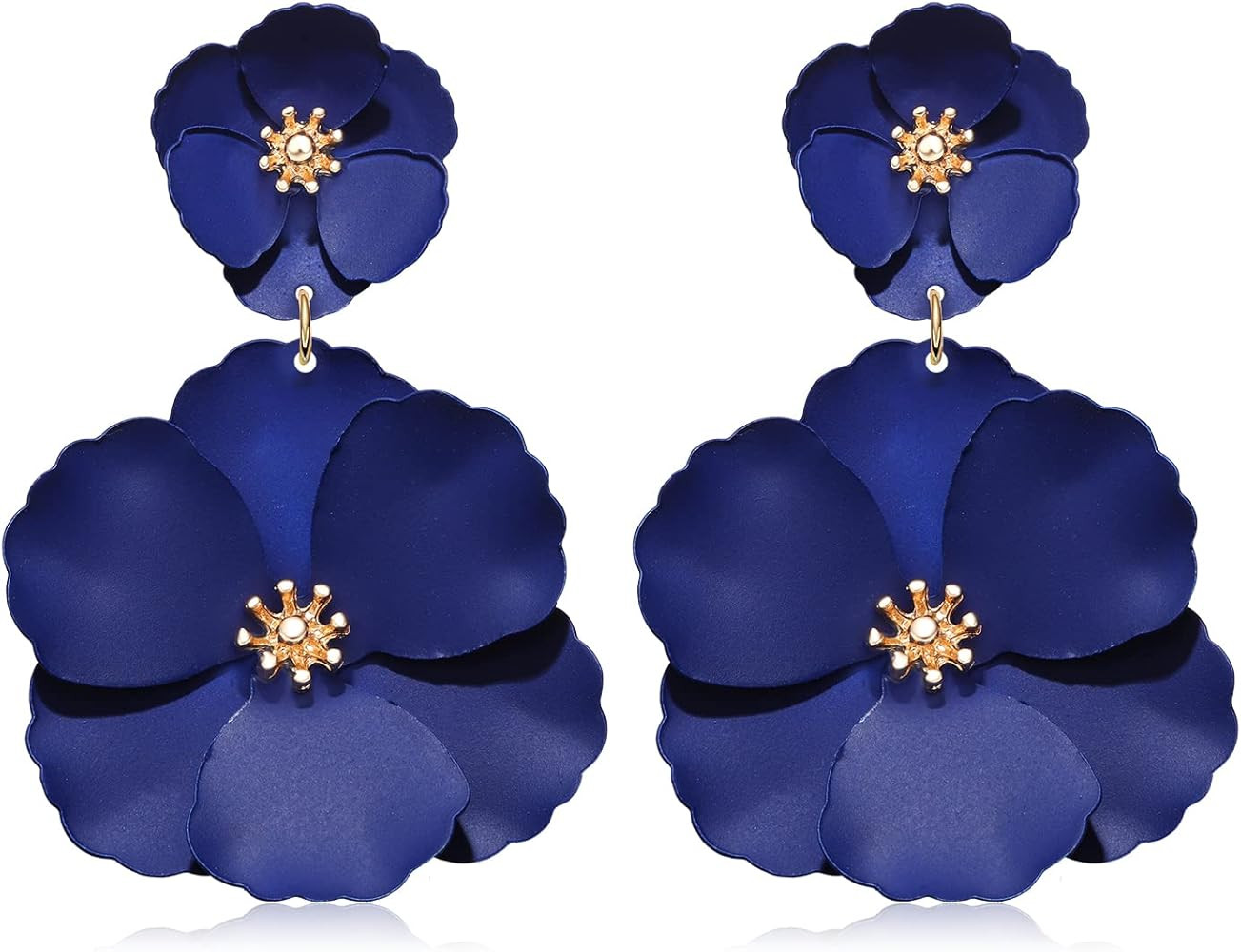 Flower Dangle Earrings Boho Layered Floral Petal Drop Earrings Statement Stud Earring for Women | Amazon (US)