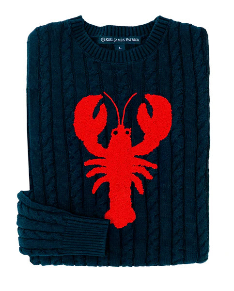Lobster Cable Knit Sweater in Navy | Kiel James Patrick