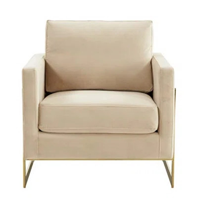 Lincoln Modern Accent Armchair in Upholstered Velvet with Gold Frame | Wayfair North America
