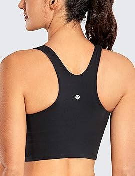 CRZ YOGA Women's High Neck Longline Sports Bra - Padded Racerback Yoga Bra Crop Tank Top with Bui... | Amazon (US)