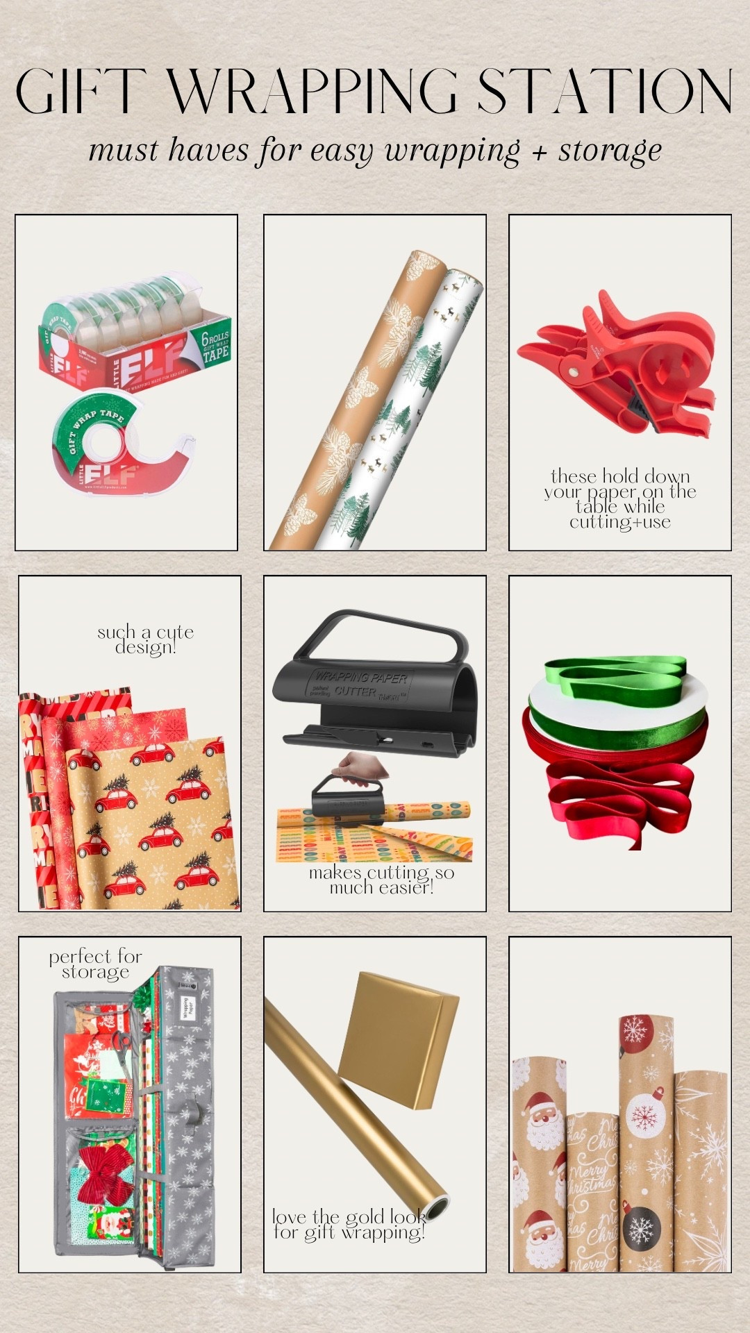CHRISTMAS MUST HAVES | Gift Wrapping Station  | Christmas Wrapping Paper 

#LTKGiftGuide #LTKHoliday #LTKSaleAlert
