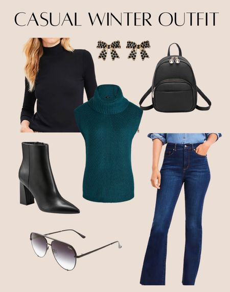 Casual Winter Outfit// Sweater// Flare Jeans// Booties// Fall Outfit // Quay Sunglasses// 

#LTKSeasonal #LTKshoecrush #LTKstyletip