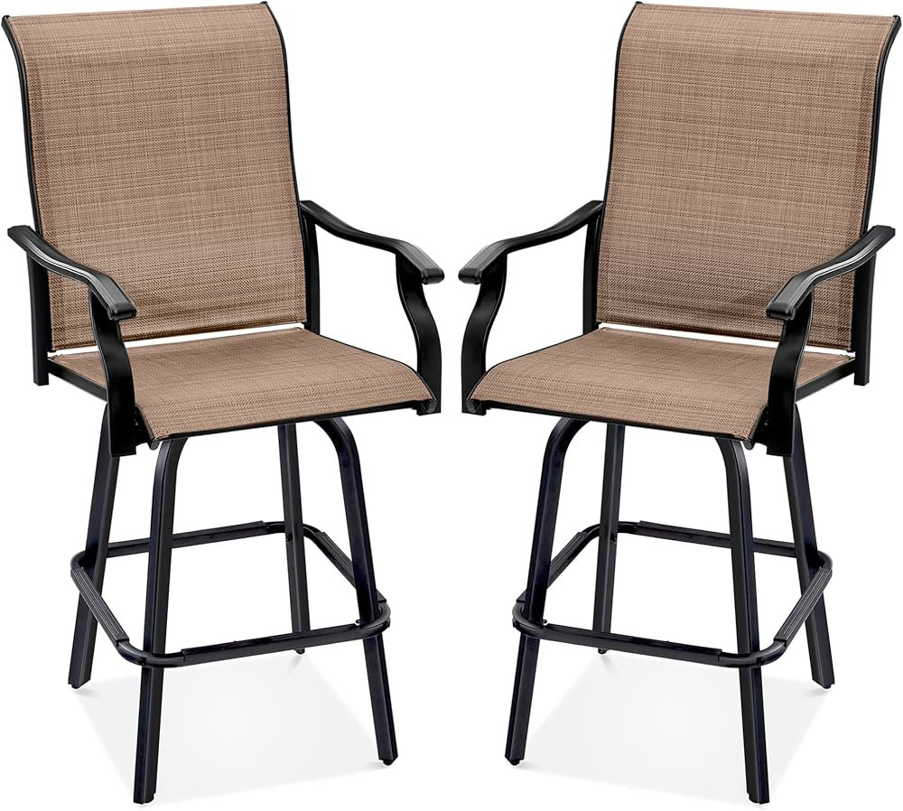 Best Choice Products Set of 2 Swivel Barstools, Bar Height Outdoor Chairs, 360 Rotating Patio Bar... | Amazon (US)