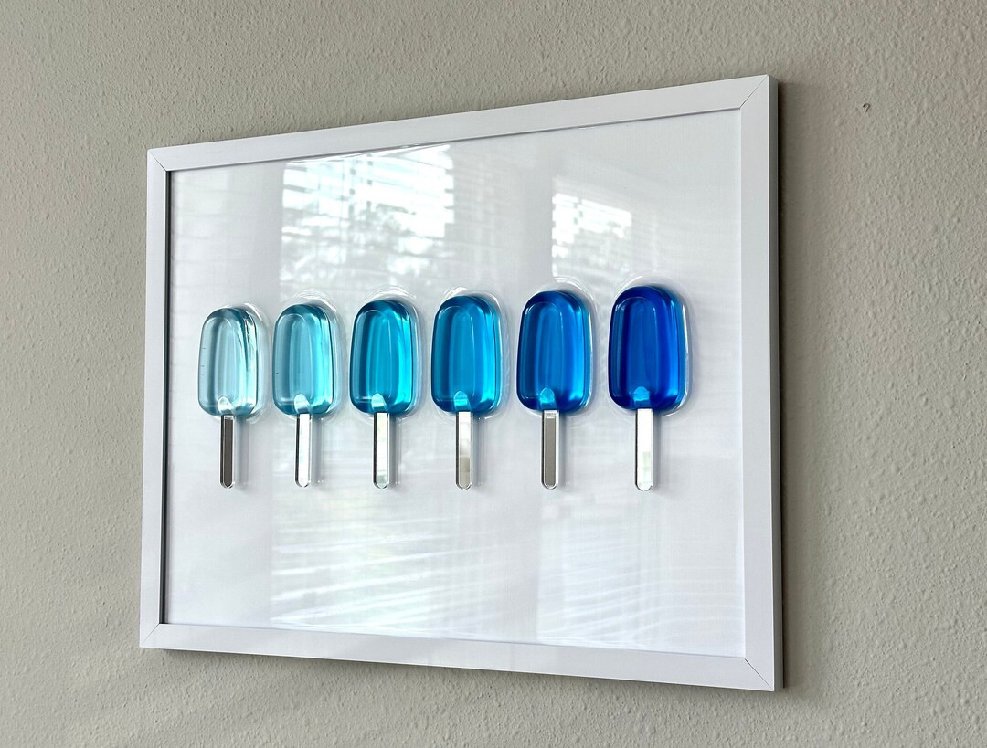 Blue Ombre Popsicle Resin Wall Art (12x16), Popsicle Pop Art, Epoxy Home Decor, Handmade 3D Resin... | Etsy (US)