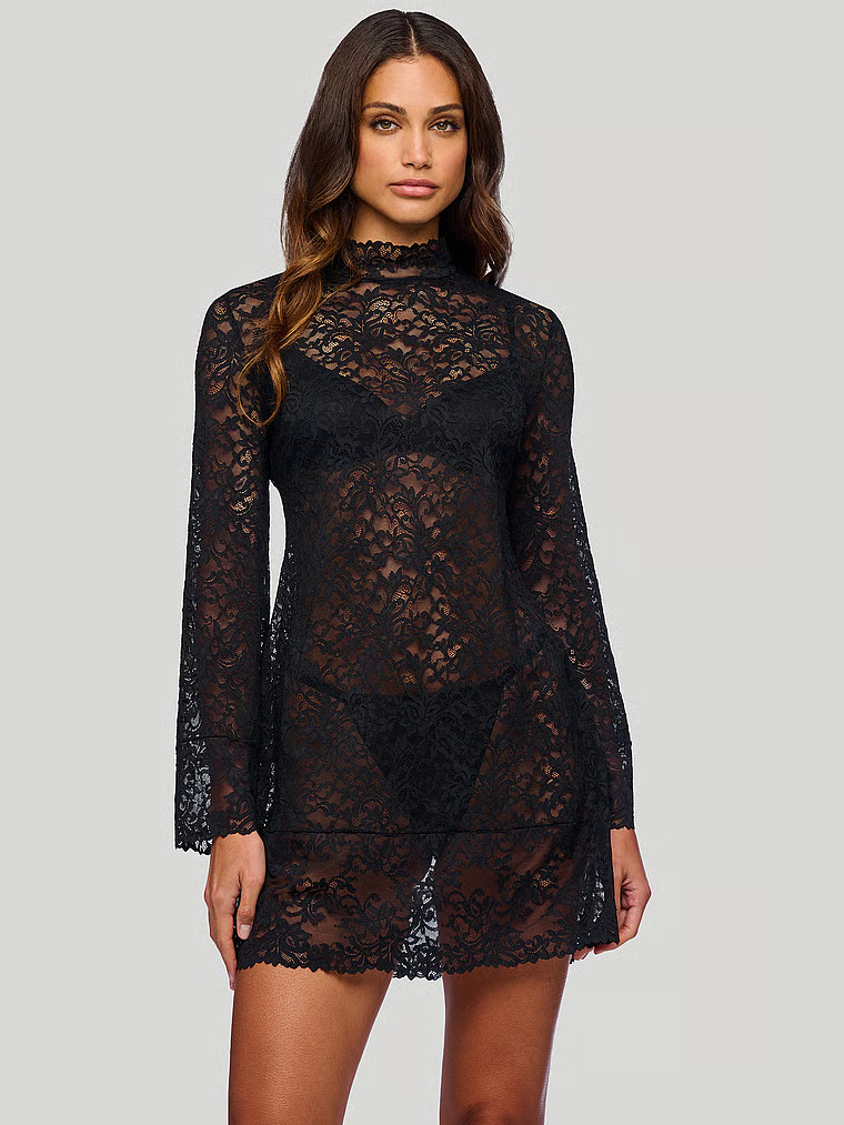 Buy Carmela Long-Sleeve Lace Dress, Black - Order Slips online - Victoria's Secret US | Victoria's Secret (US / CA )
