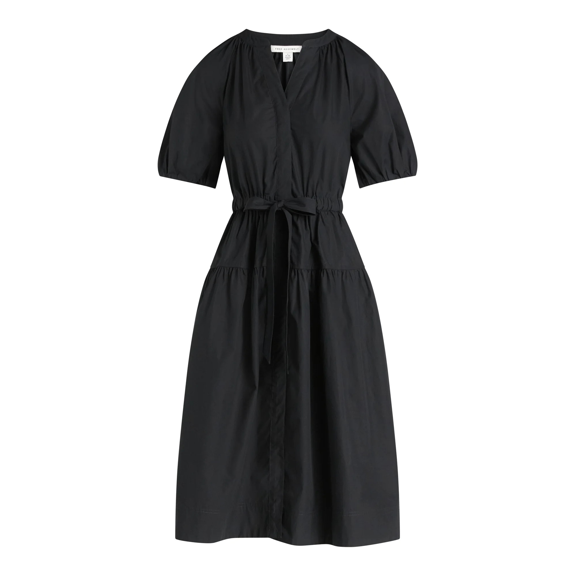 Free Assembly Women's and Women's Plus Cotton Midi Dress with Puff Sleeves, Sizes XS-4X | Walmart (US)