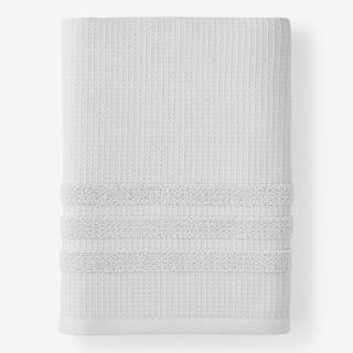 The Company Store Legends Hotel Waffle Platinum Solid Cotton Single Bath Sheet, White | The Home Depot