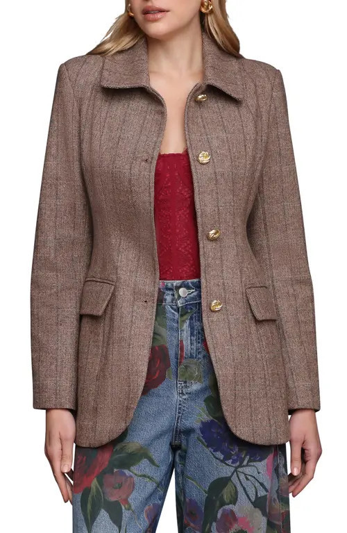 Avec Les Filles Herringbone Hourglass Blazer in Brown Herringbone at Nordstrom, Size Xx-Small | Nordstrom