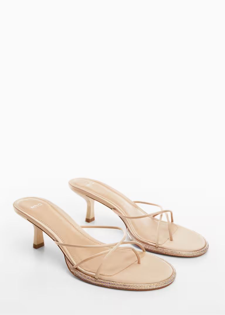 Heeled sandals with rhinestone detail -  Women | Mango United Kingdom | MANGO (UK)