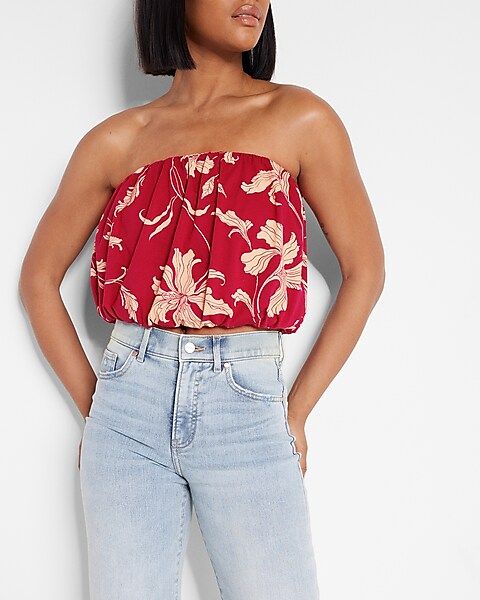 Floral Print Banded Bottom Tube Top | Express