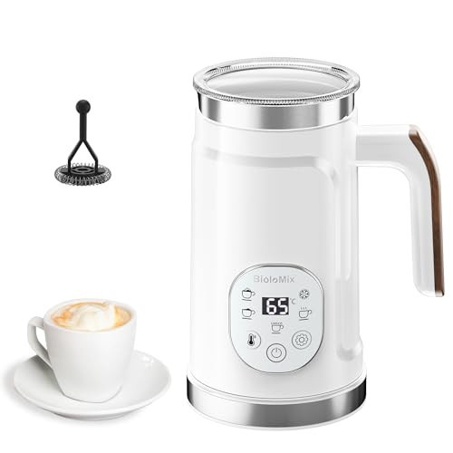 BioloMix Milk Frother, 5-in-1 Electric Milk Steamer, 300ml Automatic Hot/Cold Foam Maker and Milk Warmer for Latte, Cappuccinos, Macchiato, Hot Chocolate Milk (5 in 1 White) | Amazon (UK)