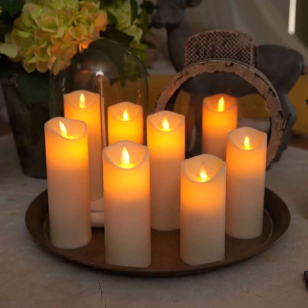 Homemory Flickering Flameless Candles, Moving Flame, Battery Operated LED Pillar Candles with Tim... | Walmart (US)