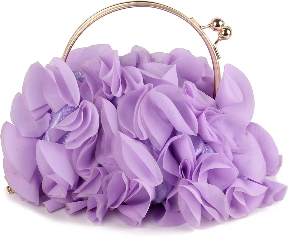 Lanpet Women Floral Clutch Purses Satin Flower Evening Bag Party Prom Handbags | Amazon (US)