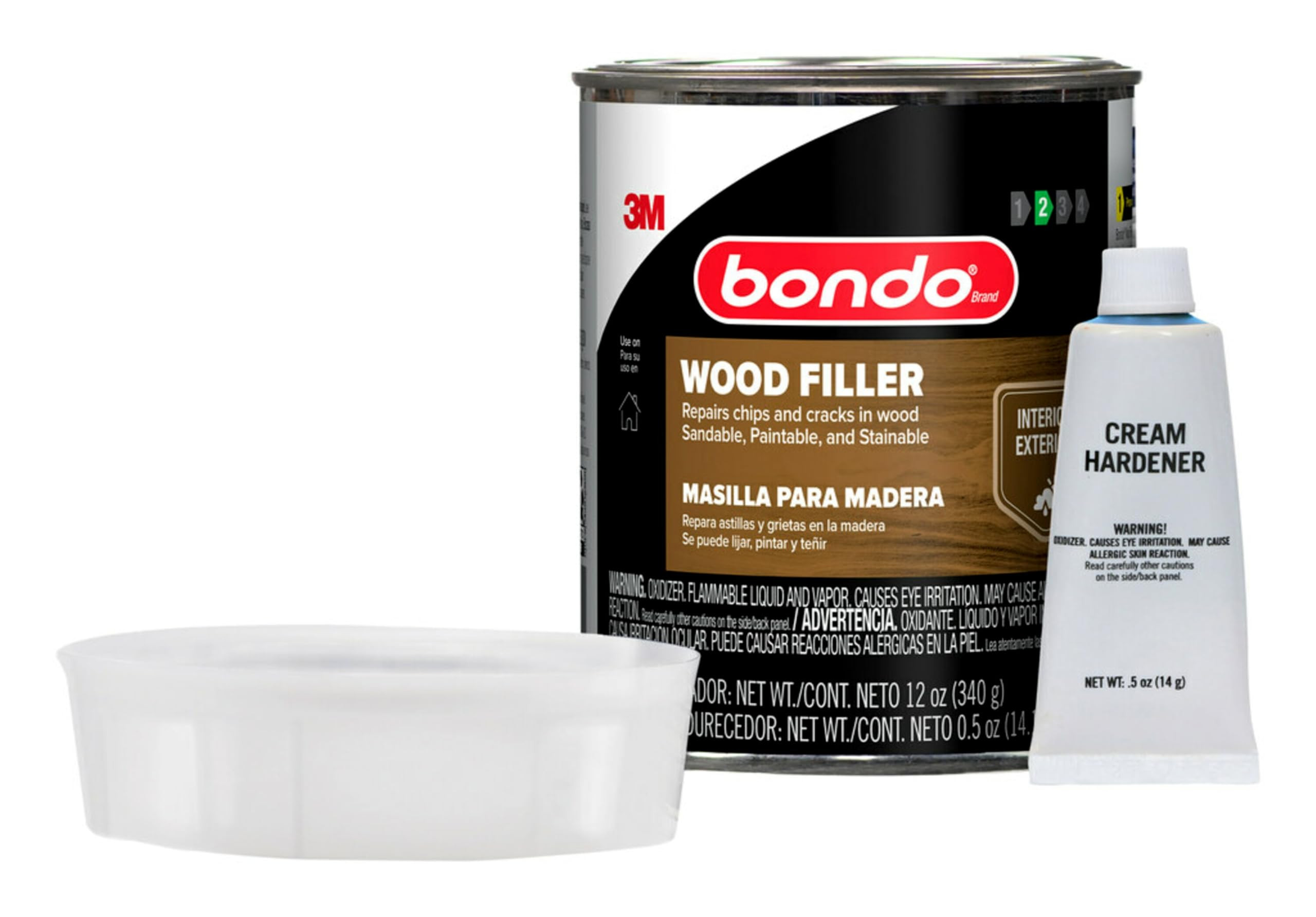 Bondo Wood Filler 12 oz with Hardener 0.5 oz, Repairs Chips and Cracks in Wood, Sandable, Paintab... | Amazon (US)