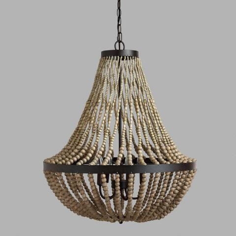 Large Wood Bead Chandelier | World Market