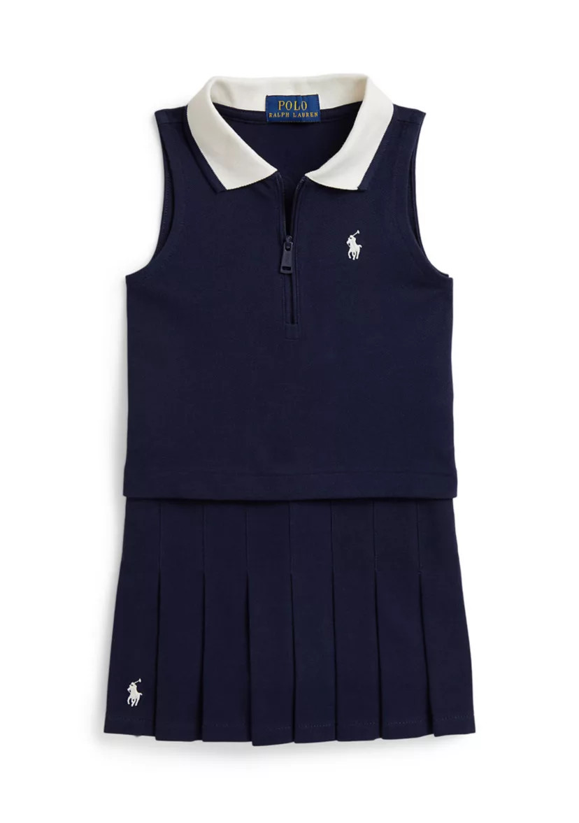 Girls 2-6x Stretch Mesh Boxy Polo Shirt & Skort | Belk