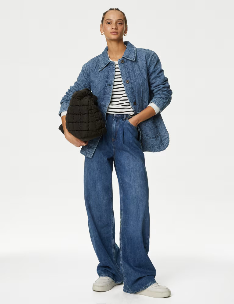 Pure Cotton Denim Quilted Shacket | Marks & Spencer (UK)
