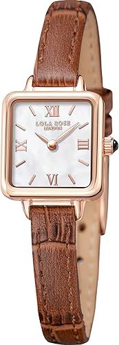 Lola Rose Women's Natural Gemstone Dial with Genuine Leather Strap Watch | Amazon (US)