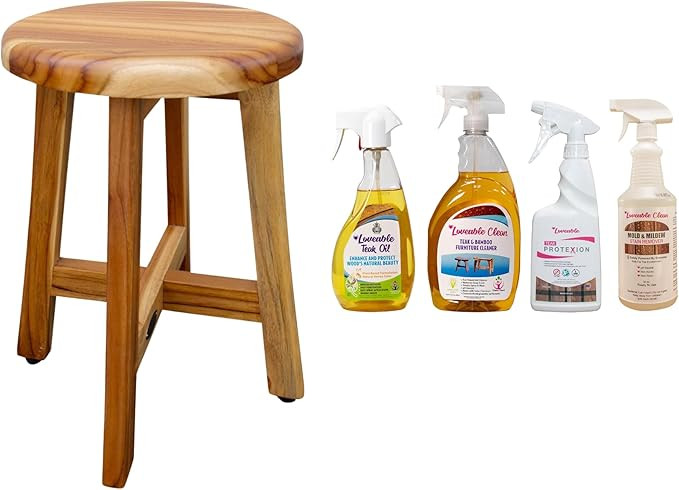 EcoDecors Loveable Complete Teak Care Bundle with Round, Teak Shower Bench - 16oz Teak Oil, 32oz ... | Amazon (US)