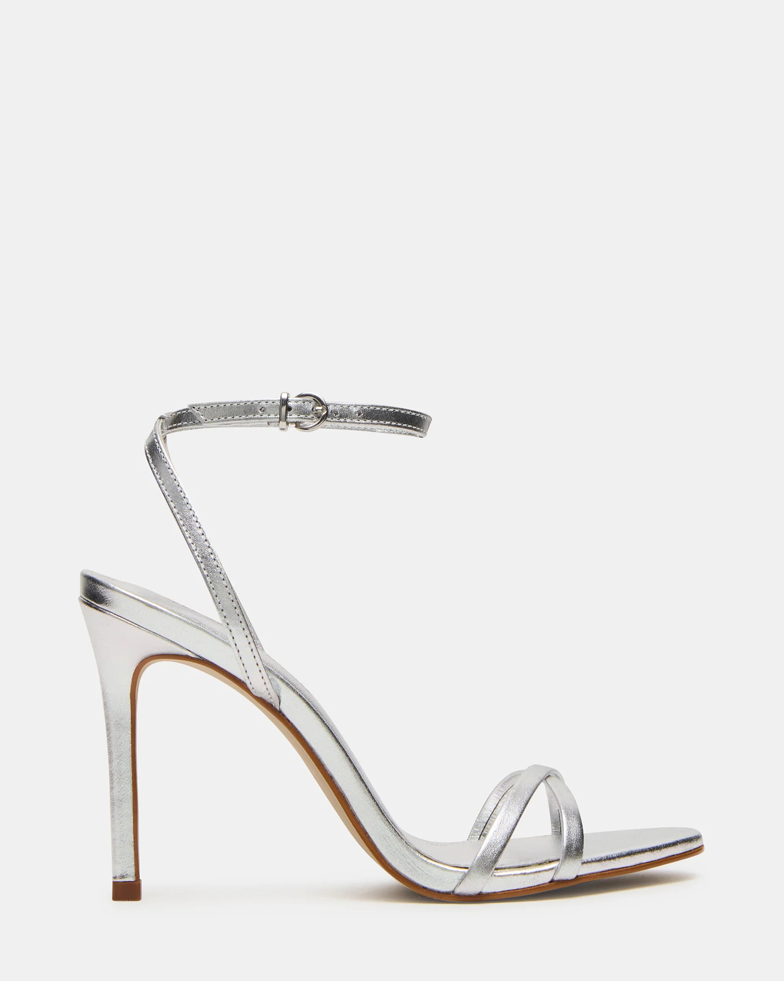 JYPSEY Silver Leather Strappy Stiletto Women's Heel | Steve Madden (US)