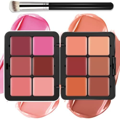 12 Colors Cream [Blush] Makeup Palette for Cheeks - All in One Blush Makeup Palette Kit with Brus... | Amazon (US)