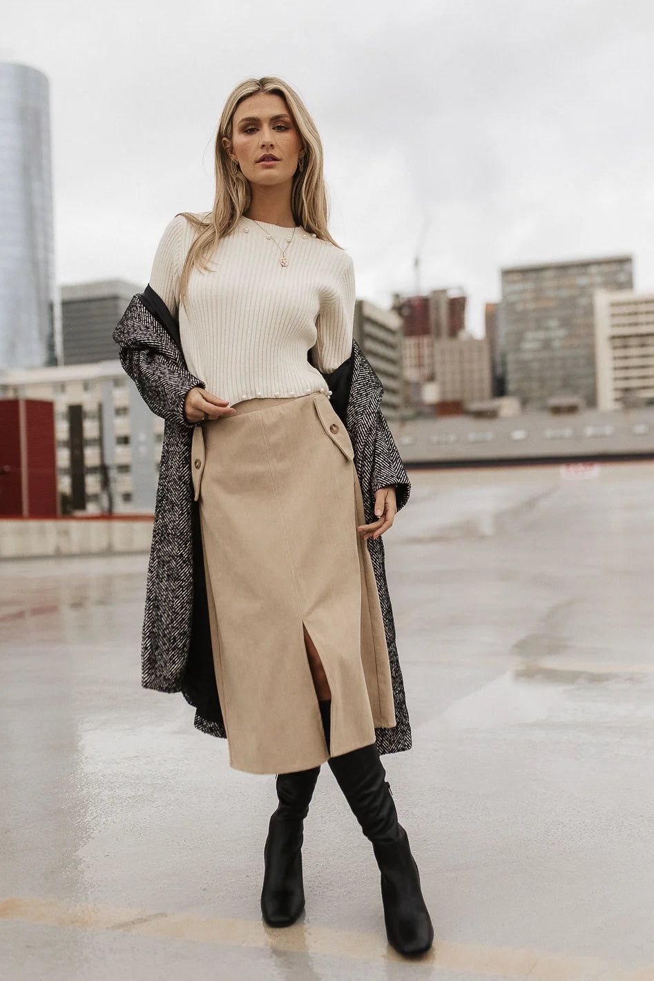 Savannah Corduroy Skirt in Beige | Bohme