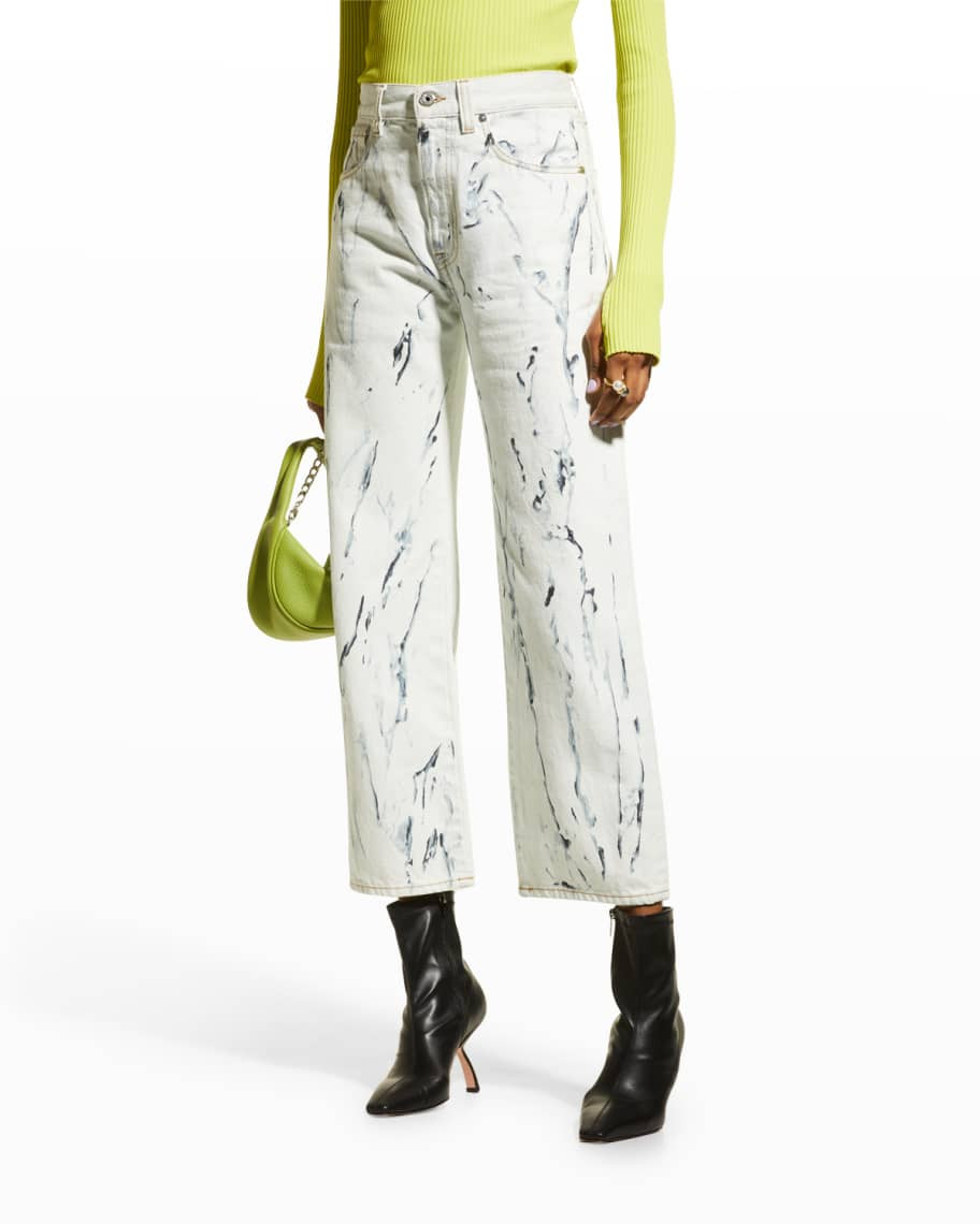 Just Cavalli Bleach Treatment High-Rise Cropped Flare Jeans | Neiman Marcus