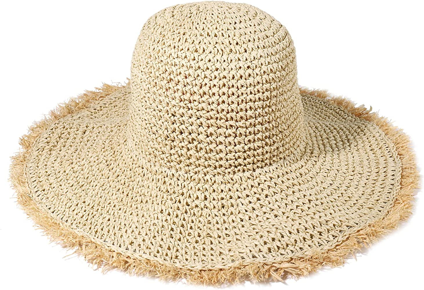 XOCARTIGE Sun Hats Women Straw Hats Wide Brim Summer Beach Hats Foldable Fringed Floppy Fedora Ha... | Amazon (US)