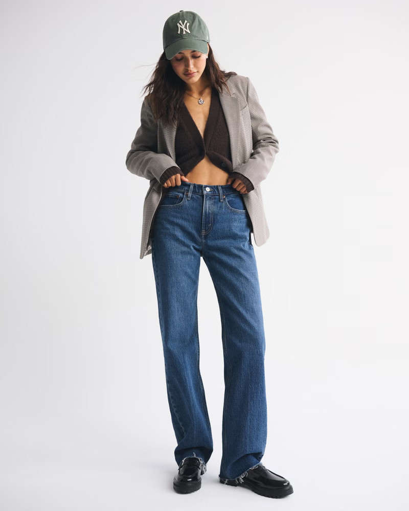 High Rise 90s Relaxed Raw Hem Jean | Abercrombie & Fitch (US)
