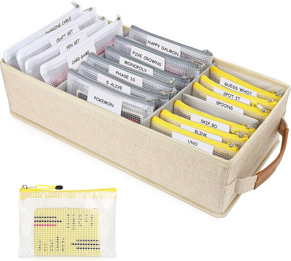 Card Game Storage Kit Include Storage Box and 16pcs Mesh Zipper Bags, Card Game Organizer with Wr... | Amazon (US)