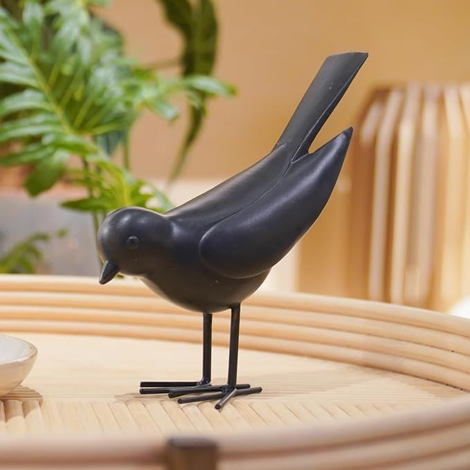 Bird Figurines Book Shelf Decor - Resin Bird Statue with Metal Feet Modern Decorations for Coffee... | Amazon (US)