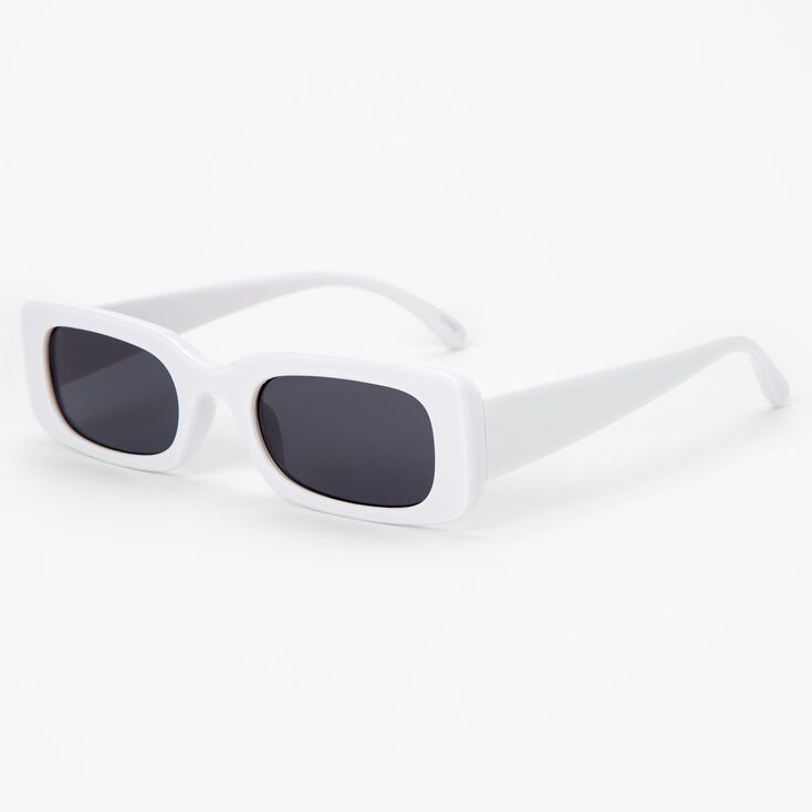 Rectangular Retro Sunglasses - White | Claire's (US)