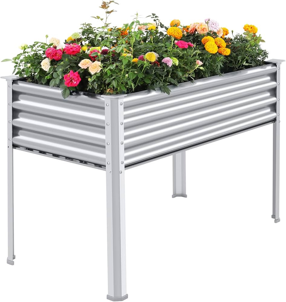 Land Guard Galvanized Raised Garden Bed with Legs, 48×24×32in Large Metal Elevated Raised Plant... | Amazon (US)