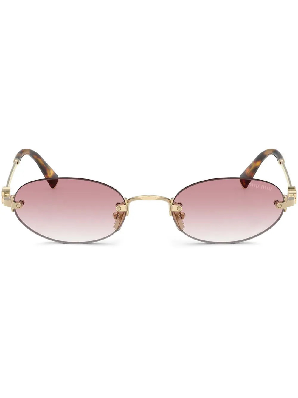 Miu Miu Eyewear Солнцезащитные Очки в Овальной Оправе | Золо... | Farfetch Global