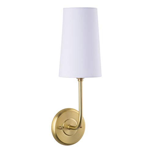 Linea di Liara Gold Sconces Wall Lighting with White Fabric Shade Forma Antique Brass Modern Wall Sc | Amazon (US)