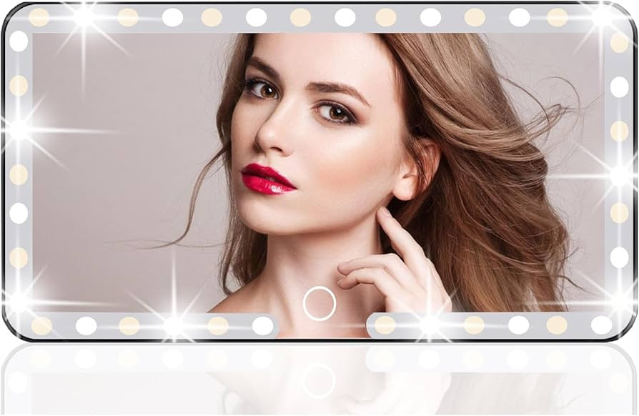 Car Visor Vanity Mirror, 3 Light Modes & 60 LEDs, Rechargeable Dimmable Touch Screen Travel Makeu... | Amazon (US)