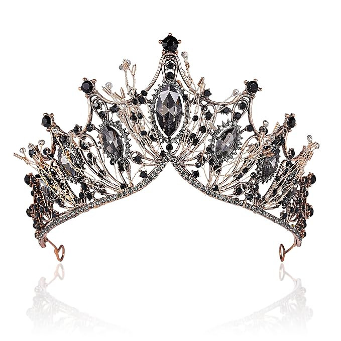 Baroque Black Queen Crowns for Women, Rhinestone Wedding Crowns and Tiaras Crystal Princess Crown... | Amazon (US)