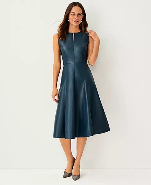 Faux Leather Belted Dress | Ann Taylor (US)