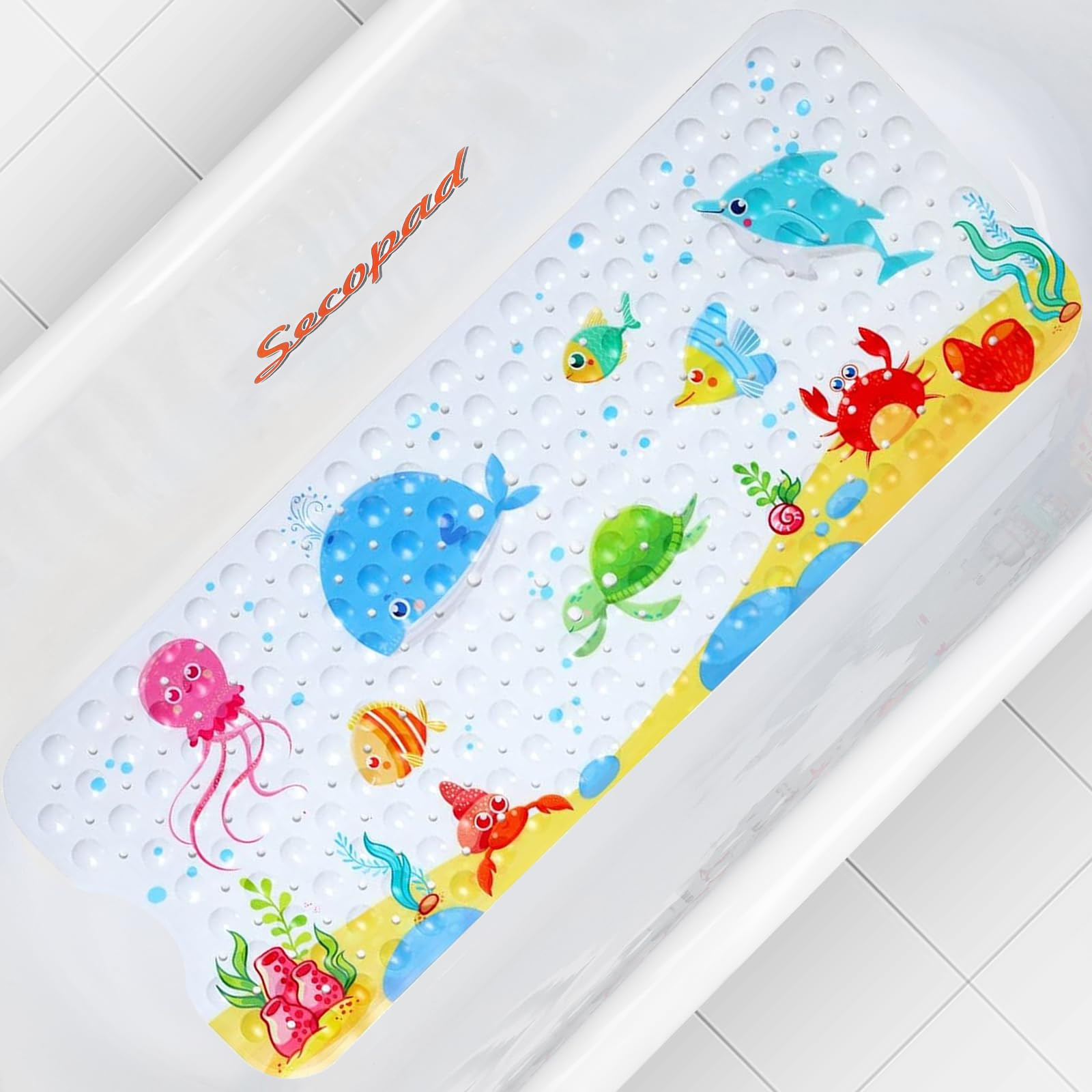 Secopad Bath Mat for Tub Non Slip, Machine Washable Anti-Slip Cartoon Baby Bathtub Shower Mat wit... | Amazon (US)