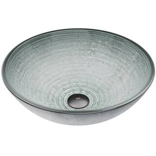 VIGO Giovanni Artistic Silver Glass 17 in. L x 17 in. W x 6 in. H Round Vessel Bathroom Sink VG07... | The Home Depot