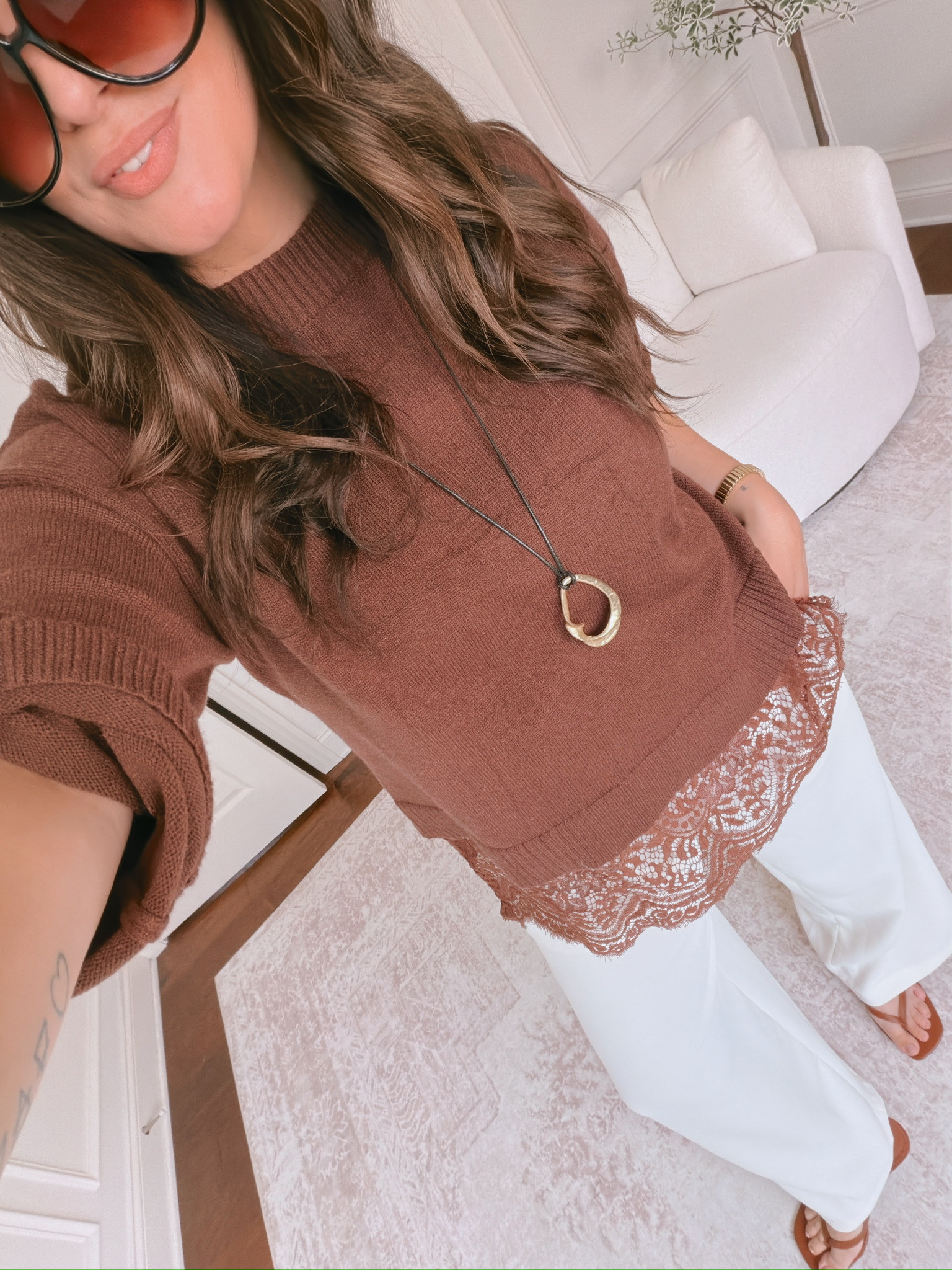 wearing a large in the top and XL in the bottoms 

 #LTKSeasonal #LTKMidsize